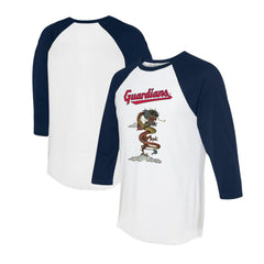 Cleveland Guardians Tiny Turnip Unisex 2024 Year of the Dragon 3/4-Sleeve Raglan T-Shirt - White/Navy T-shirts