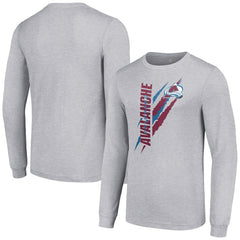 Colorado Avalanche Starter Color Scratch Long-Sleeve T-Shirt - Heather Gray | US 201074623