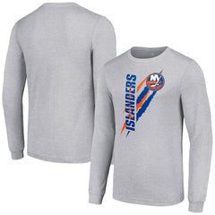 New York Islanders Starter Color Scratch Long-Sleeve T-Shirt - Heather Gray | US 201074634