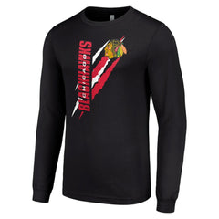 Chicago Blackhawks Starter Color Scratch Long-Sleeve T-Shirt - Black | US 201074678
