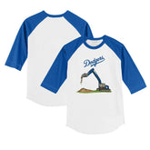 Los Angeles Dodgers Tiny Turnip Youth Excavator 3/4-Sleeve Raglan T-Shirt - White/Royal T-shirts