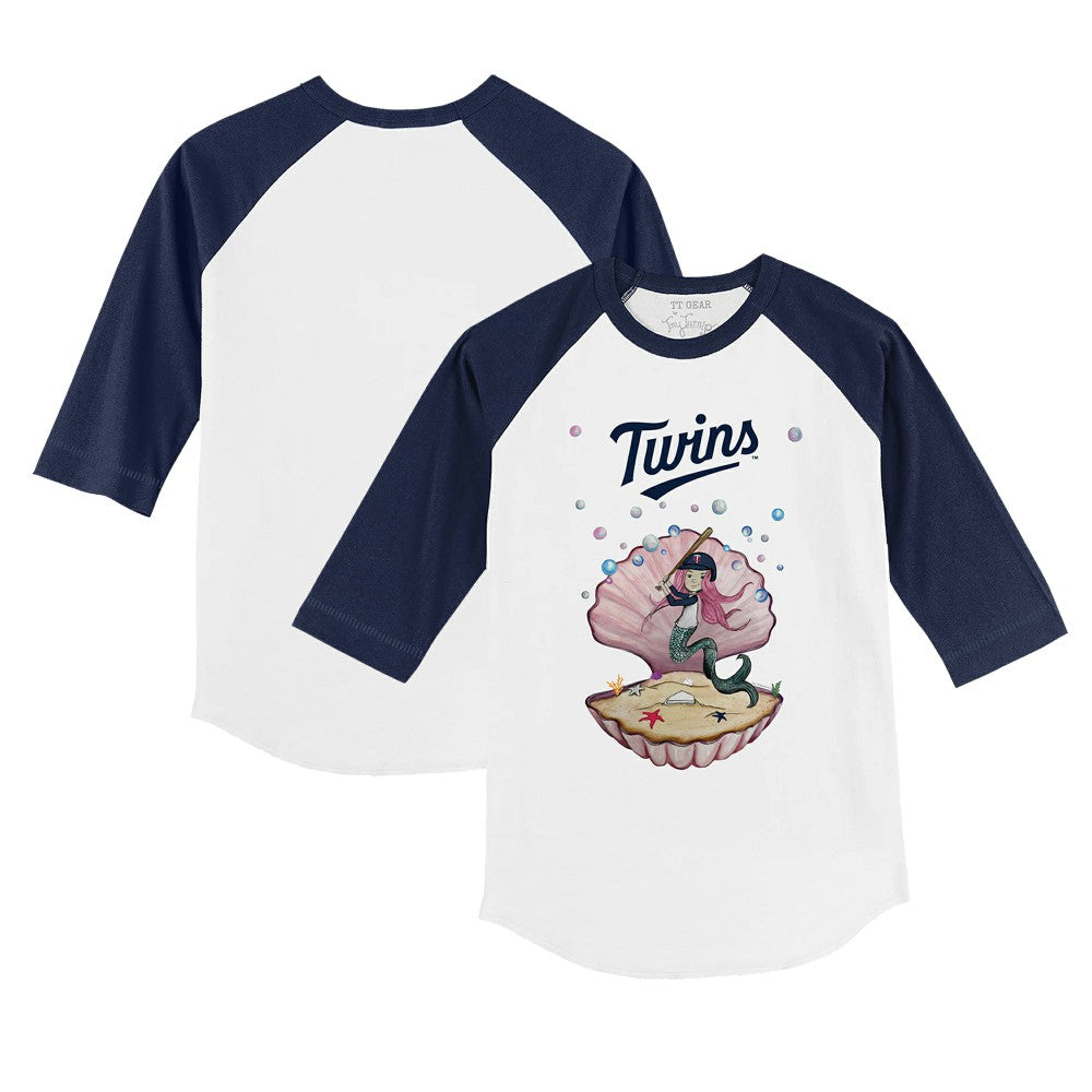 Minnesota Twins Tiny Turnip Youth Mermaid 3/4-Sleeve Raglan T-Shirt - White/Navy T-shirts