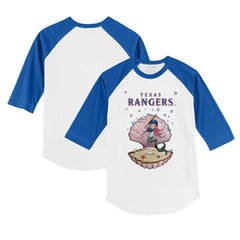Texas Rangers Tiny Turnip Youth Mermaid 3/4-Sleeve Raglan T-Shirt - White/Royal T-shirts