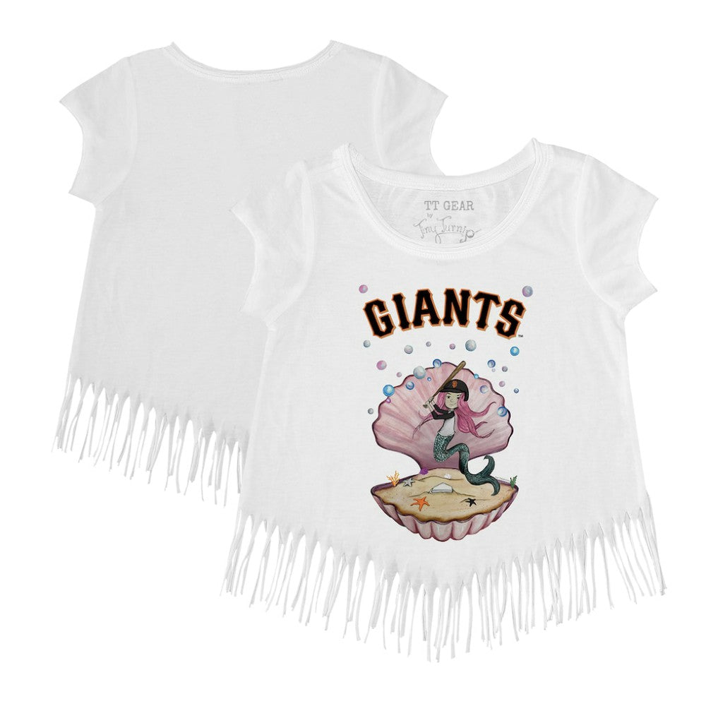 San Francisco Giants Tiny Turnip Girls Youth Mermaid Fringe T-Shirt - White T-shirts