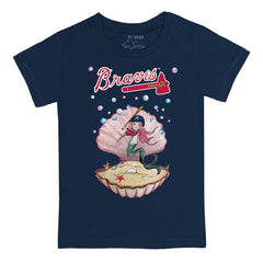 Atlanta Braves Tiny Turnip Youth Mermaid T-Shirt - Navy T-shirts