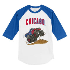 Chicago Cubs Tiny Turnip Youth Monster Truck 3/4-Sleeve Raglan T-Shirt - White/Royal T-shirts