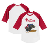 Philadelphia Phillies Tiny Turnip Youth Monster Truck 3/4-Sleeve Raglan T-Shirt - White/Red T-shirts