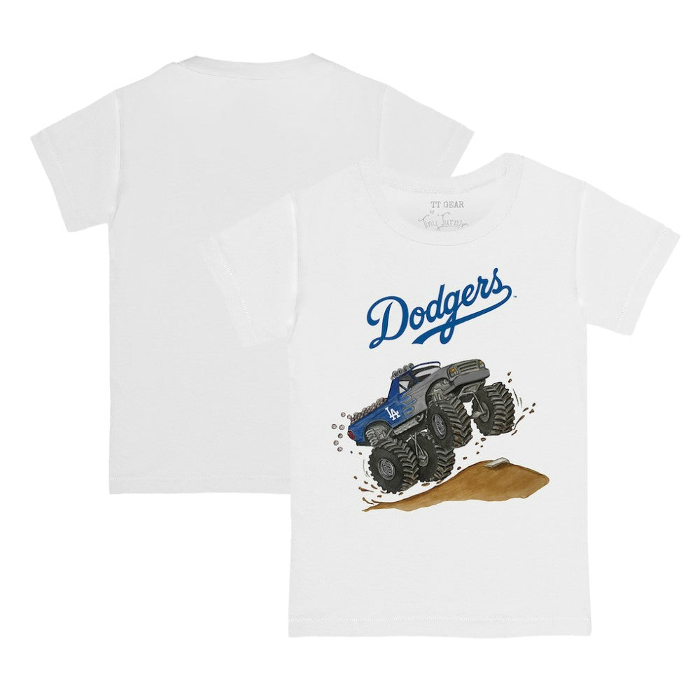 Los Angeles Dodgers Tiny Turnip Youth Monster Truck T-Shirt - White T-shirts