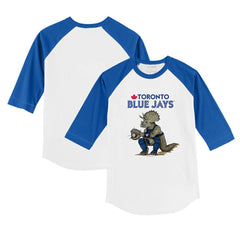 Toronto Blue Jays Tiny Turnip Youth Triceratops 3/4-Sleeve Raglan T-Shirt - White/Royal T-shirts