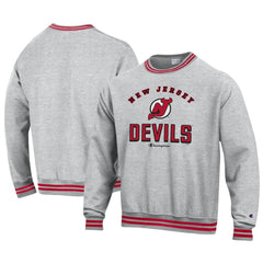 New Jersey Devils Champion Reverse Weave Yarn Dye Pullover Sweatshirt - Heather Gray | US 201078149