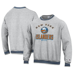 New York Islanders Champion Reverse Weave Yarn Dye Pullover Sweatshirt - Heather Gray | US 201078150