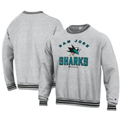San Jose Sharks Champion Reverse Weave Yarn Dye Pullover Sweatshirt - Heather Gray | US 201078155