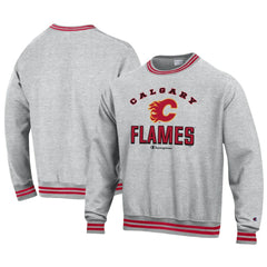 Calgary Flames Champion Reverse Weave Yarn Dye Pullover Sweatshirt - Heather Gray | US 201078167