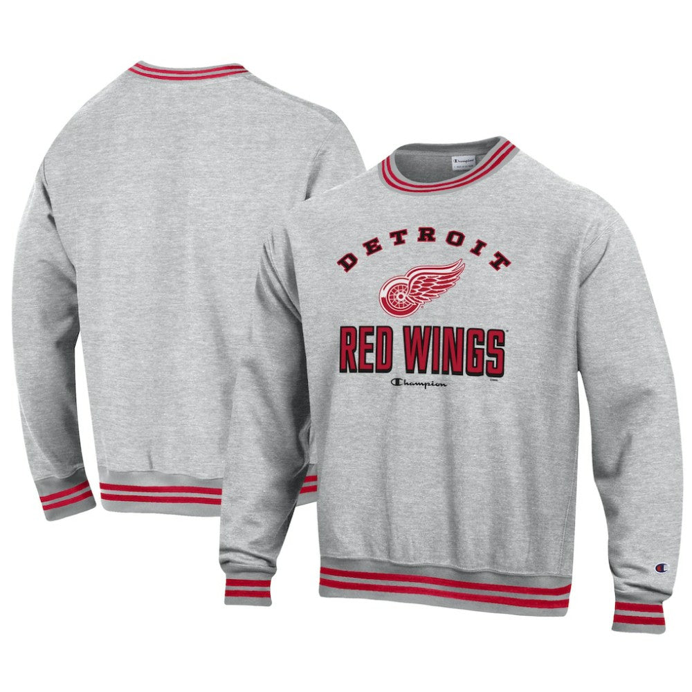 Detroit Red Wings Champion Reverse Weave Yarn Dye Pullover Sweatshirt - Heather Gray | US 201078169