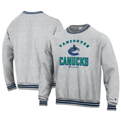 Vancouver Canucks Champion Reverse Weave Yarn Dye Pullover Sweatshirt - Heather Gray | US 201078173