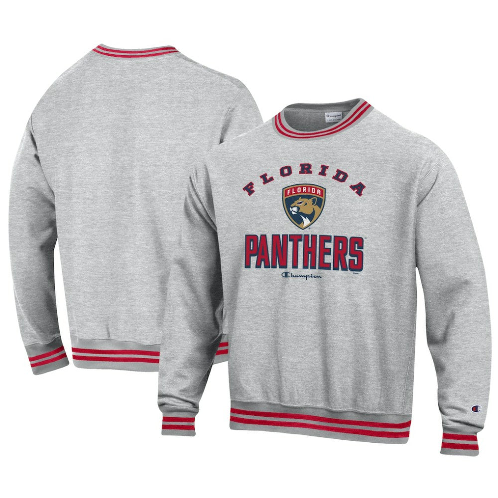 Florida Panthers Champion Reverse Weave Yarn Dye Pullover Sweatshirt - Heather Gray | US 201078174