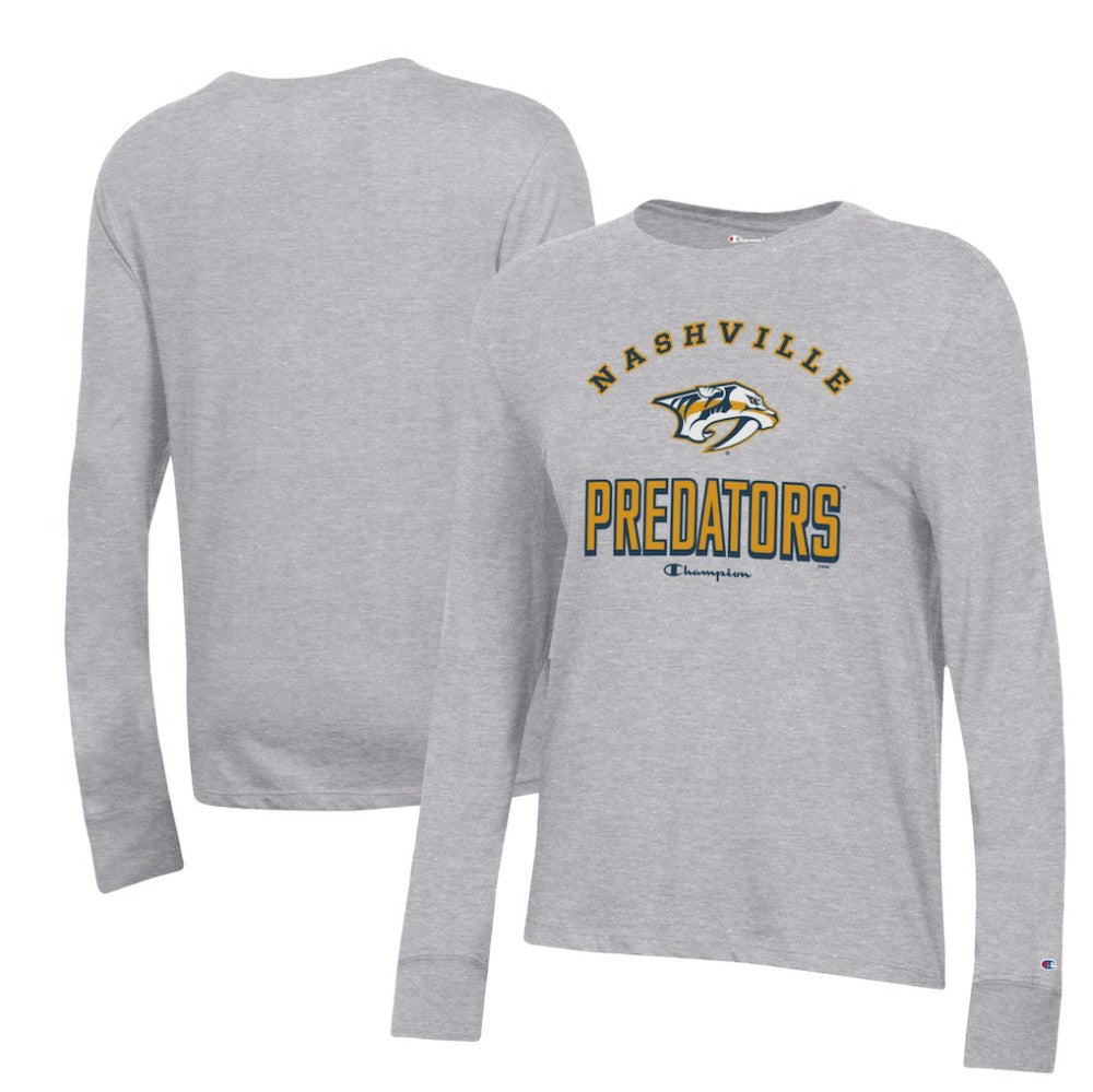 Nashville Predators Champion Women's Core Long Sleeve T-Shirt - Heather Gray | US 201078273
