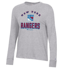 New York Rangers Champion Women's Core Long Sleeve T-Shirt - Heather Gray | US 201078276