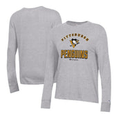 Pittsburgh Penguins Champion Women's Core Long Sleeve T-Shirt - Heather Gray | US 201078279