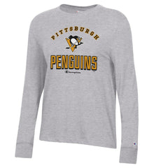 Pittsburgh Penguins Champion Women's Core Long Sleeve T-Shirt - Heather Gray | US 201078279