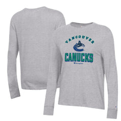 Vancouver Canucks Champion Women's Core Long Sleeve T-Shirt - Heather Gray | US 201078285