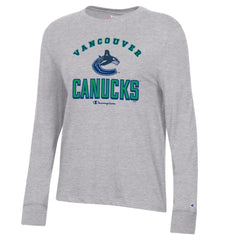 Vancouver Canucks Champion Women's Core Long Sleeve T-Shirt - Heather Gray | US 201078285