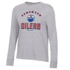 Edmonton Oilers Champion Women's Core Long Sleeve T-Shirt - Heather Gray | US 201078299