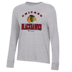 Chicago Blackhawks Champion Women's Core Long Sleeve T-Shirt - Heather Gray | US 201078300