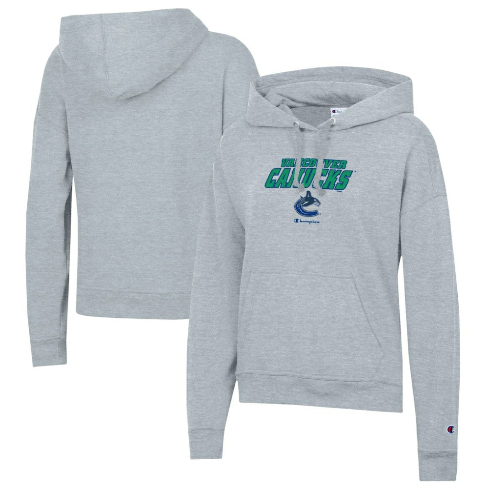 Vancouver Canucks Champion Women's Powerblend Fleece Pullover Hoodie - Gray | US 201078357