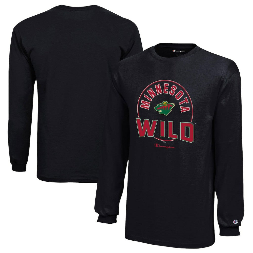 Minnesota Wild Champion Youth Long-Sleeve Jersey T-Shirt - Black | US 201078434