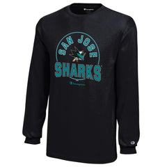 San Jose Sharks Champion Youth Long-Sleeve Jersey T-Shirt - Black | US 201078438