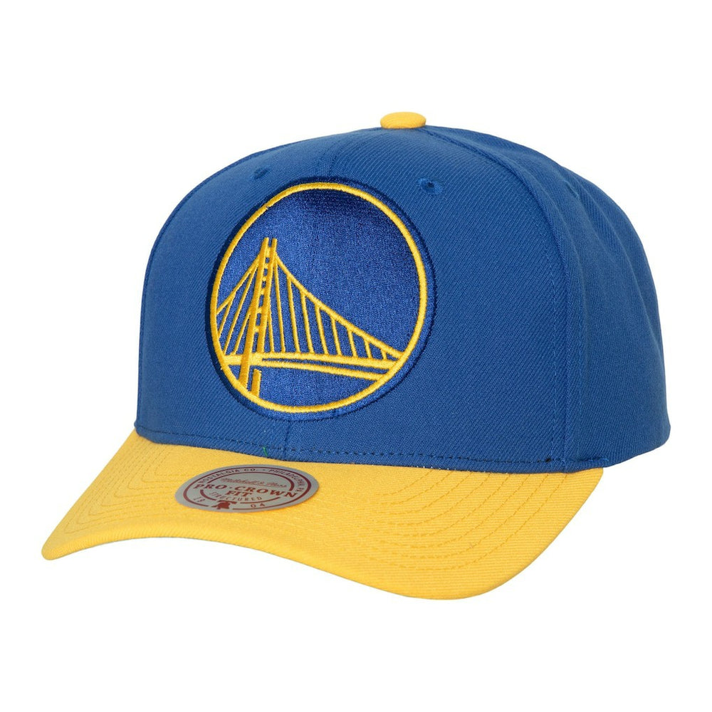 Golden State Warriors Soul XL Logo Pro Crown Snapback Hat Royal/Gold - Mitchell & Ness