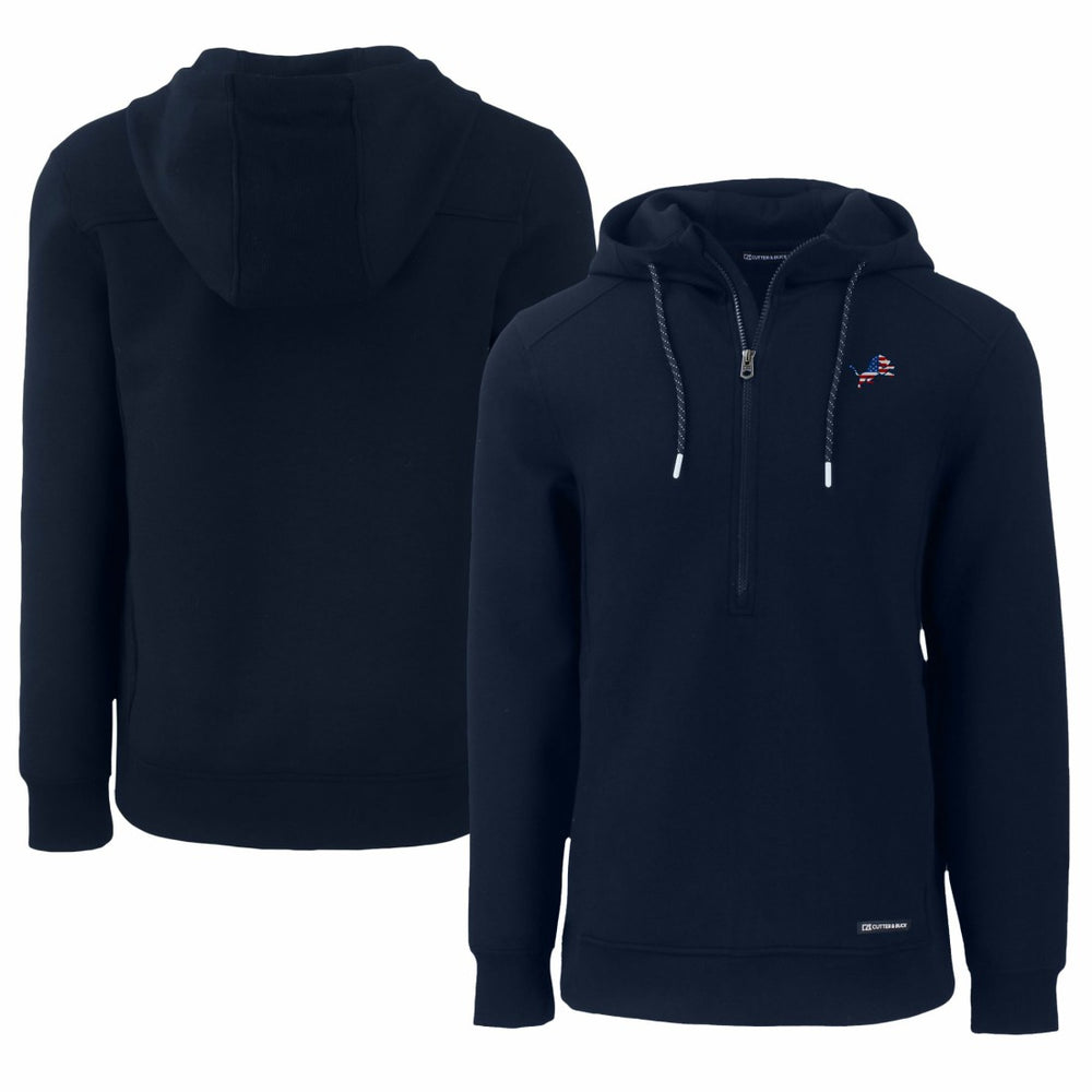 Detroit Lions Cutter & Buck Americana Roam Eco Half-Zip Recycled Pullover Hoodie - Navy Hoodies