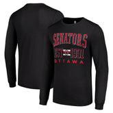 Ottawa Senators Starter Retro Graphic Long Sleeve Crew T-Shirt - Black | US 201083189