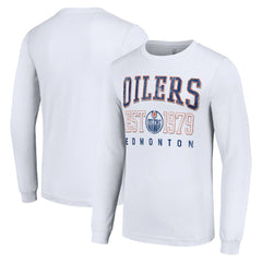 Edmonton Oilers Starter Retro Graphic Long Sleeve Crew T-Shirt - White | US 201083201