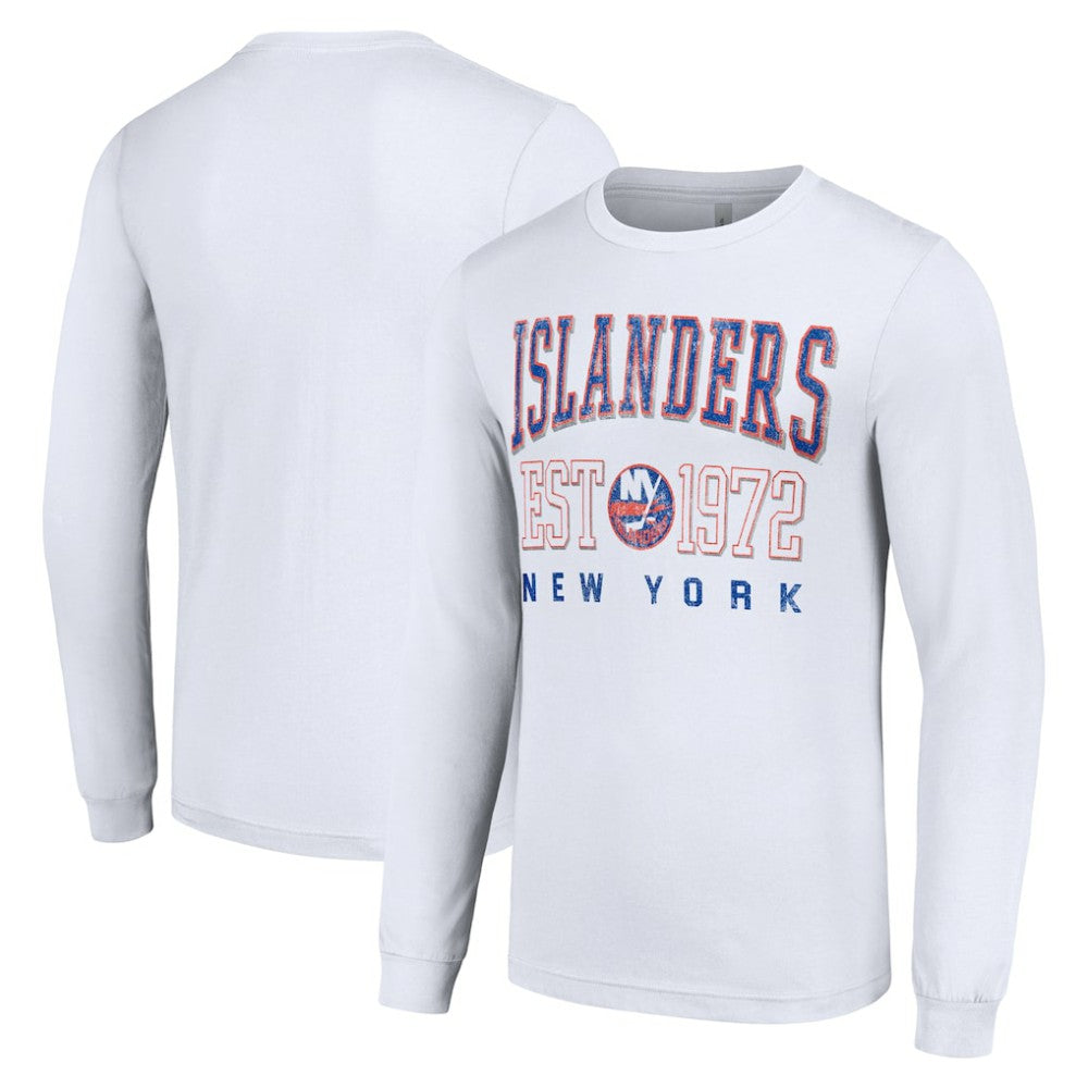 New York Islanders Starter Retro Graphic Long Sleeve Crew T-Shirt - White | US 201083207