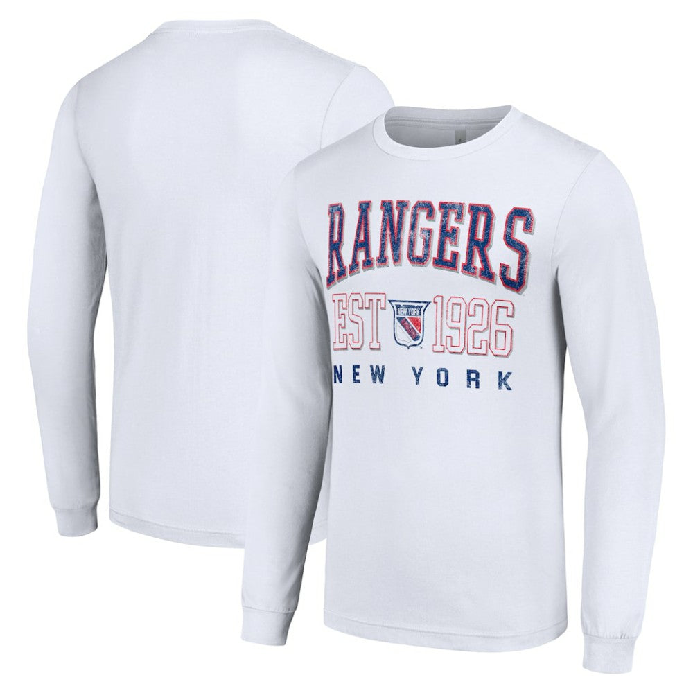 New York Rangers Starter Retro Graphic Long Sleeve Crew T-Shirt - White | US 201083209