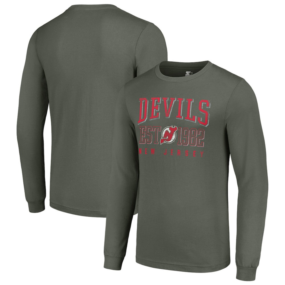 New Jersey Devils Starter Retro Graphic Long Sleeve Crew T-Shirt - Green | US 201083216