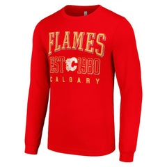 Calgary Flames Starter Retro Graphic Long Sleeve Crew T-Shirt - Red | US 201083225