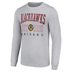 Chicago Blackhawks Starter Retro Graphic Long Sleeve Crew T-Shirt - Heather Gray | US 201083233