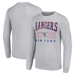 New York Rangers Starter Retro Graphic Long Sleeve Crew T-Shirt - Heather Gray | US 201083253