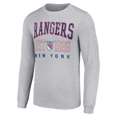 New York Rangers Starter Retro Graphic Long Sleeve Crew T-Shirt - Heather Gray | US 201083253