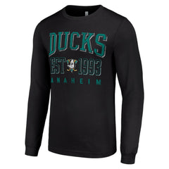 Anaheim Ducks Starter Retro Graphic Long Sleeve Crew T-Shirt - Black | US 201083257
