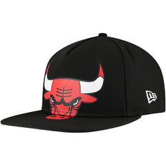 Chicago Bulls Oversized Puff Print Logo Golfer Snapback Hat Black - New Era