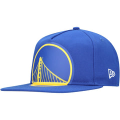 Golden State Warriors Oversized Puff Print Logo Golfer Snapback Hat Royal - New Era