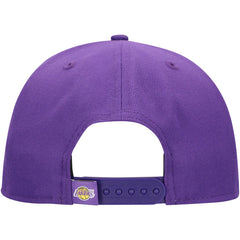 Los Angeles Lakers Oversized Puff Print Logo Golfer Snapback Hat Purple - New Era