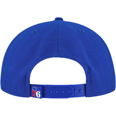 Philadelphia 76ers Oversized Puff Print Logo Golfer Snapback Hat Royal - New Era