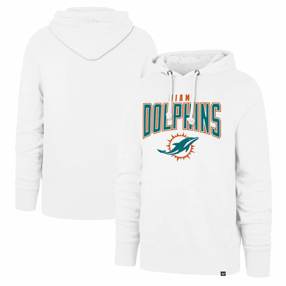 Miami Dolphins '47 Elements Arch Headline Pullover Hoodie - White Hoodies
