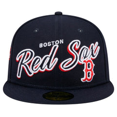 Boston Red Sox New Era Script Sided 59FIFTY Fitted Hat - Navy Hats