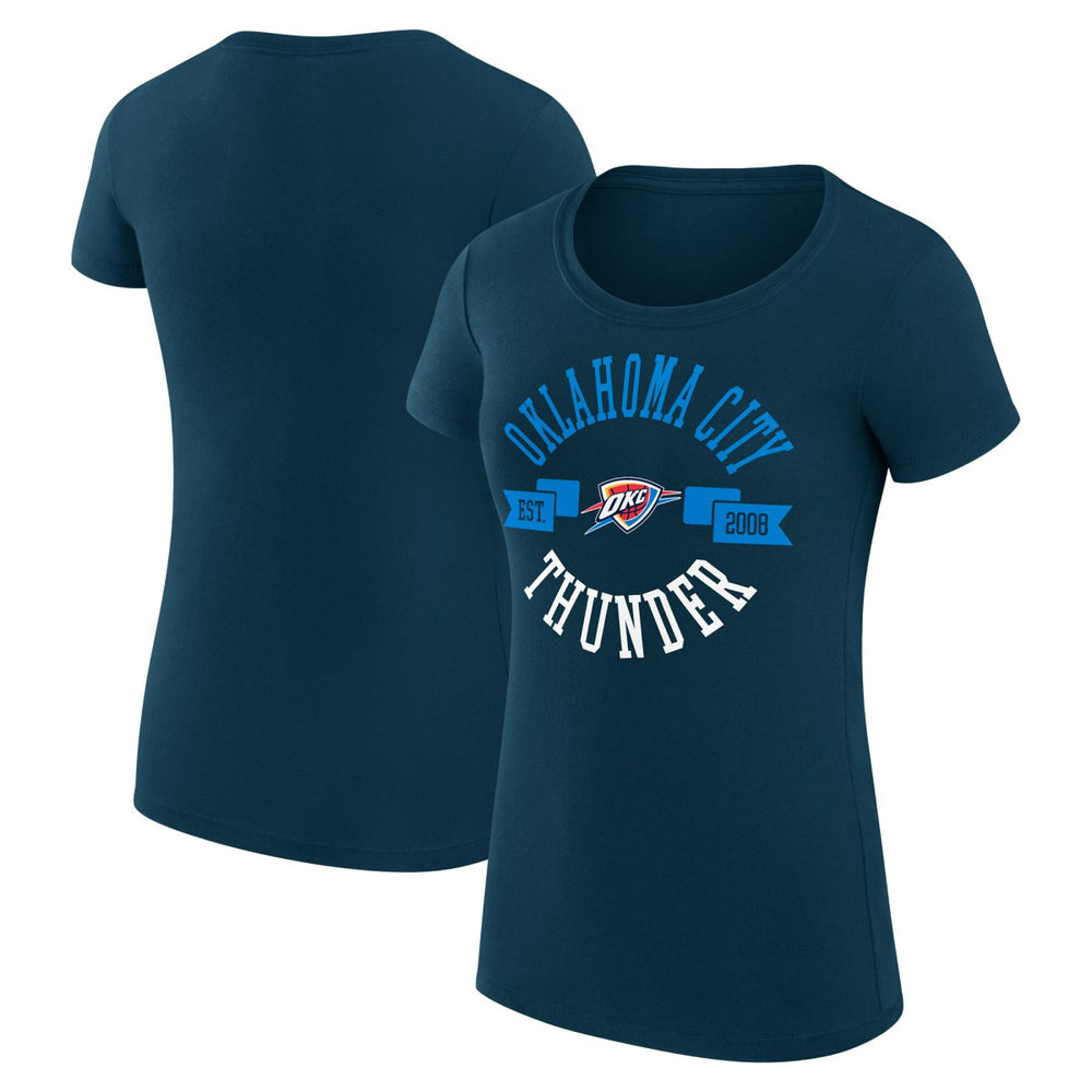 Oklahoma City Thunder G-III 4Her by Carl Banks Women's Super-Slim Fit Lightweight Large City Logo T-Shirt Navy outlet